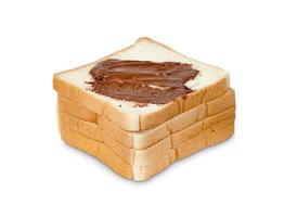 bread sliced with chocolate spread isolated on white background photo