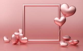 podium empty with geometric shapes in pink pastel composition for modern stage display and minimalist mockup ,birthday balloons and party or celebrations ,3d illustration or 3d render photo