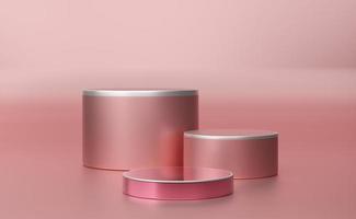 podium empty with geometric shapes in pink pastel composition for modern stage display and minimalist mockup ,abstract showcase background ,Concept 3d illustration or 3d render photo