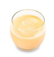 drinking yogurt mixed fruits and vegetables flavour in the glass isolated on white background ,include clipping path photo