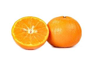 Orange fruit half sliced isolated on white background photo