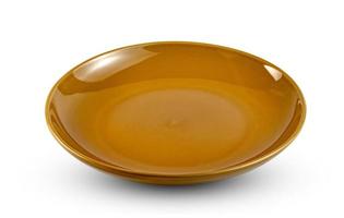 empty brown ceramic plate isolated on white background ,include clipping path photo