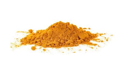 Dry turmeric powder or curcuma longa linn isolated on white background. photo