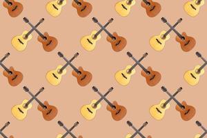 Seamless pattern of wood texture of lower deck of six strings acoustic guitar on orange background photo