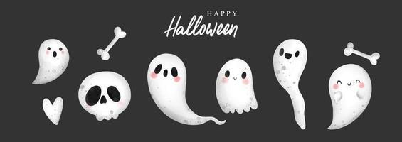 feliz halloween con lindo fantasma. ilustración vectorial vector