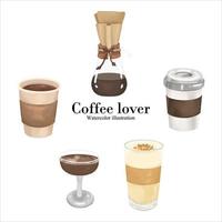 coffee lover, coffee mug watercolor vector illustration