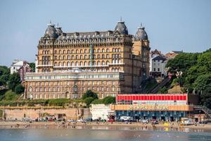 SCARBOROUGH,  NORTH YORKSHIRE, UK - JULY 18. View of the Grand Hotelr in Scarborough, North Yorkshire on July 18, 2022. Unidentified people photo