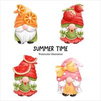 watercolor fruit gnome, gnome vector illustration