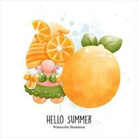 Summer gnome, Hello Summer vector illustration