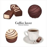 coffee lover, coffee mug watercolor vector illustration