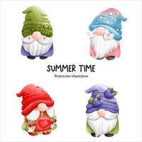 watercolor fruit gnome, gnome vector illustration