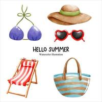 Hello summer, summer watercolor. vector illustration