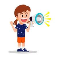 a little girl talking using a megaphone vector