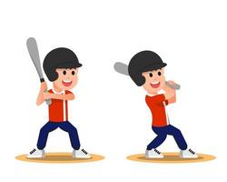 cute boy with some moves when playing baseball vector