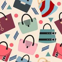 Seamless pattern with stylish women bags made in flat style. Vector illustration.