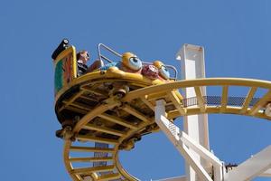 Brighton, East Sussex, UK - July 15, 2022. View of the scenic railway ride on the pier  in Brighton on July 15, 2022. One unidentified person photo