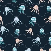 seamless pattern with cute jellyfish background vector
