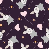 seamless pattern with cute bunny rabbit background vector