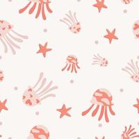 seamless pattern with cute jellyfish background vector