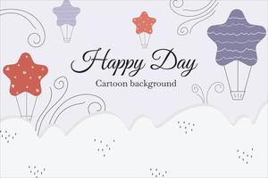 floating balloons and umbrella with clouds cartoon background vector