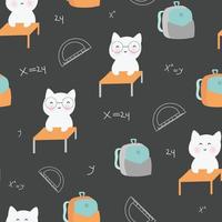 cute cat back to school seamless pattern vector