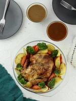 steamed chicken with spicy is chicken skin filled with a mixture of chicken meat and spices photo