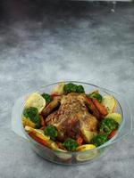 steamed chicken with spicy is chicken skin filled with a mixture of chicken meat and spices