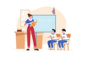English teacher teaching in class Illustration concept on white background vector