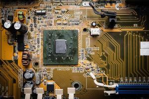 Computer circuit board, electronic technology background. photo
