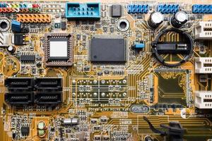 Computer circuit board, electronic technology background. photo