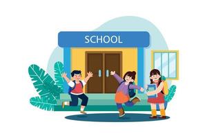 Happy students with backpacks are jumping Illustration concept on white background vector