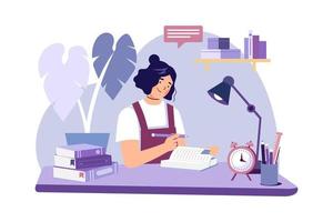 Student doing homework Illustration concept on white background vector