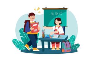 Students prepare school supplies Illustration concept on white background vector