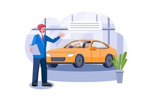 Car showroom manager dealing with car vector