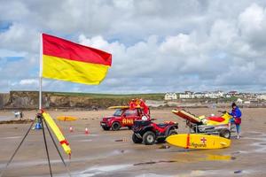 RNLI Lifeguards on duty at Bude in Cornwall photo