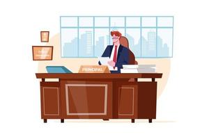 The principal is working in the office Illustration concept on white background vector