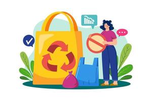 Reduce plastic bag campaign Illustration concept on white background vector