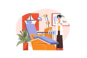 Dental office interior with a dentist workplace Illustration concept on white background vector