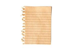 A piece of note paper on a white background. photo