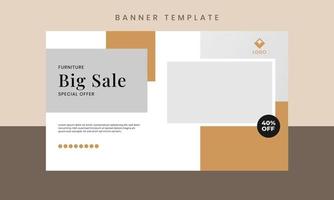 Furniture Big Sale Web Banner Design Template. vector