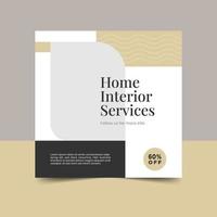 Home interior social media post template. vector