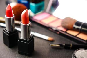 Cosmetics set for makeup on the table. Selective focus photo