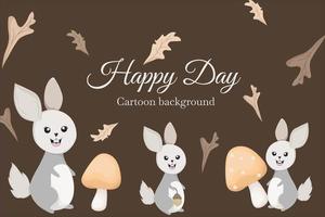 cute bunny with mushroom template background vector