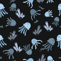 seamless pattern with cute jellyfish background vector