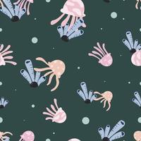 seamless pattern with cute jellyfish background vector