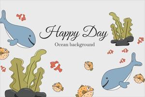 fondo de dibujos animados de animales marinos de coral vector