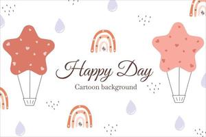 floating balloons and umbrella with clouds cartoon background vector