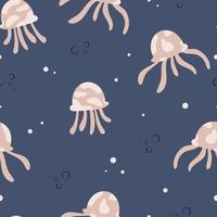 seamless pattern with cute jellyfish background vector