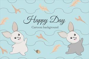 cute bunny with mushroom template background vector