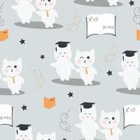 cute cat back to school seamless pattern vector